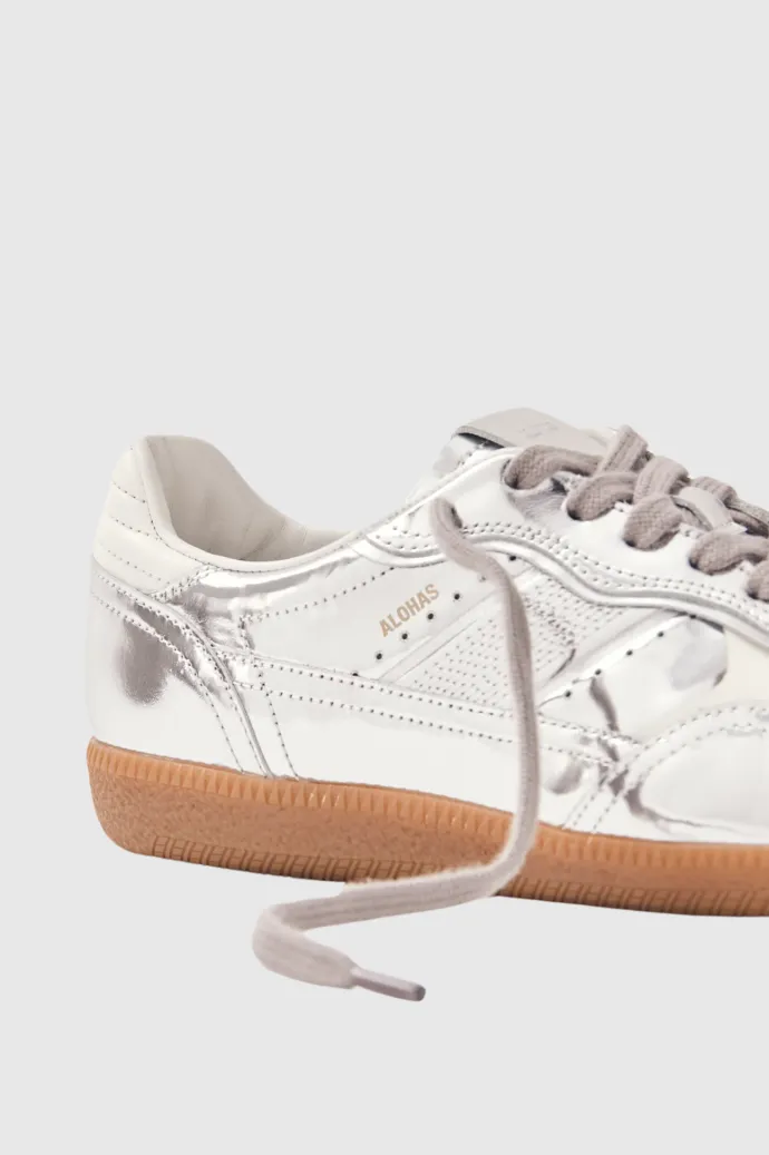 Alohas - Tb.490 Rife Shimmer Silver Cream Leather Sneakers
