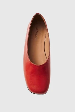 Alohas - Edie Red Leather Ballet - Red