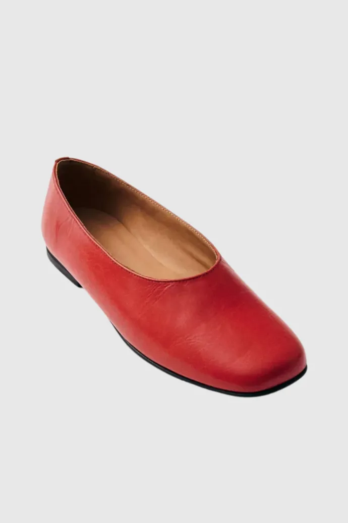Alohas - Edie Red Leather Ballet - Red