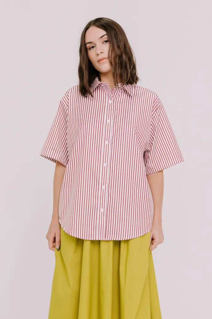 Annie - Jasper Shirt - Burgundy Stripe