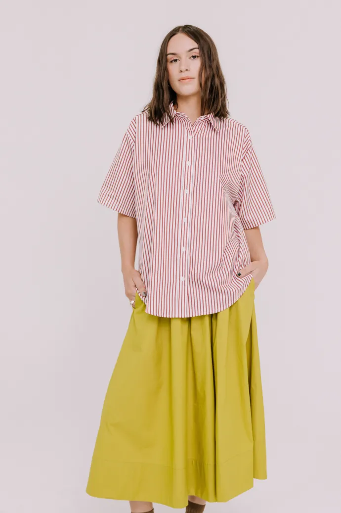 Annie - Jasper Shirt - Burgundy Stripe