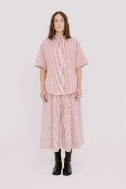 Annie - Jasper Shirt - Burgundy Stripe