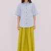 Annie - Jasper Shirt - Pale Blue with Scarlet Contrast Stitch