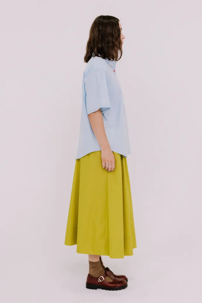 Annie - Jasper Shirt - Pale Blue with Scarlet Contrast Stitch