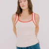 Annie - Juni Ribbed Contrast Tank - Vanilla/Ruby