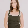 Annie - Juni Ribbed Contrast Tank - Khaki/Grey