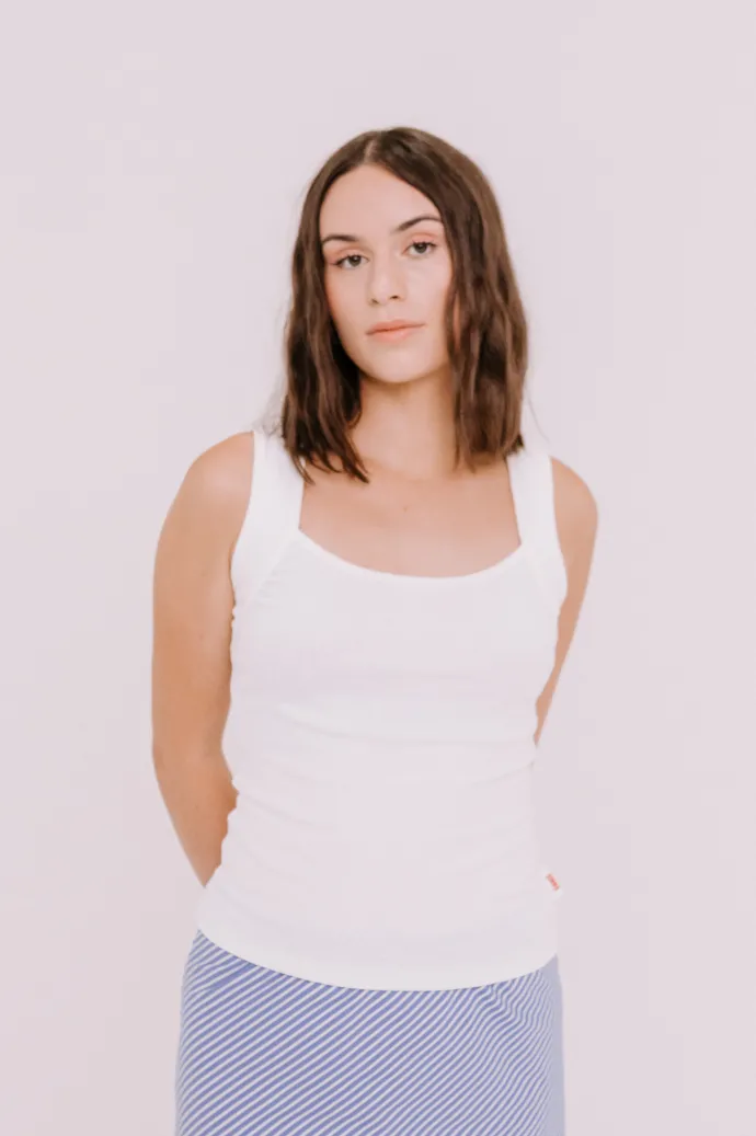 Annie - Juni Ribbed Tank - White
