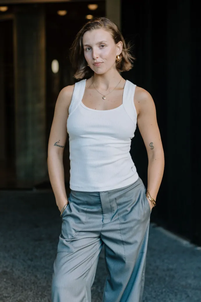 Annie - Juni Ribbed Tank - White