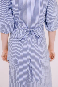 Annie - Lydia Wrap Blouse - Blue stripe