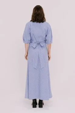 Annie - Lydia Wrap Blouse - Blue stripe