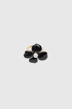 A.P.C -Bague Fleur - Gold & Black