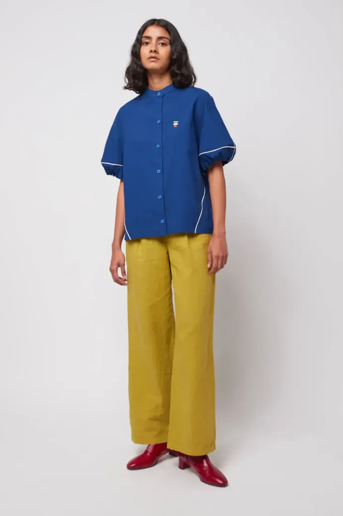 Bobo Choses - Contrast Trim Puff Sleeve Shirt