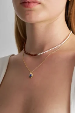 Brie Leon - Venus Locket Pendant - Silver/Lapis