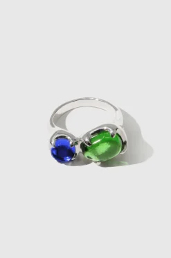 CLED - Duo Beam Ring - Sterling Silver - Green Forest