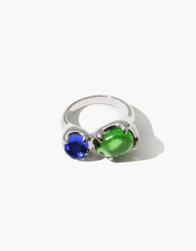 CLED - Duo Beam Ring - Sterling Silver - Green Forest
