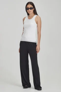 Commoners - Base Rib Tank - White w Stormy Topstitch
