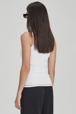 Commoners - Base Rib Tank - White w Stormy Topstitch