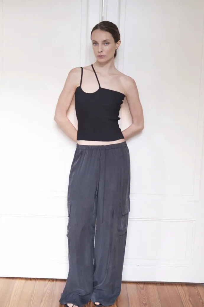 Del Villar - Straps Knit Top - Black