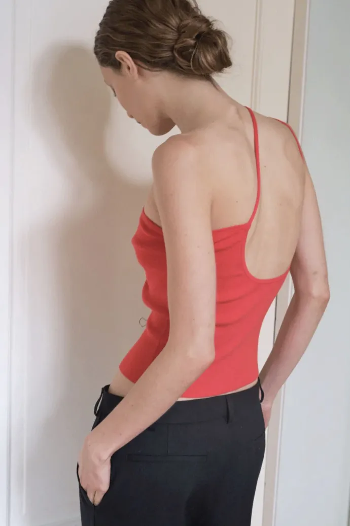 Del Villar - Straps Knit Top - Red