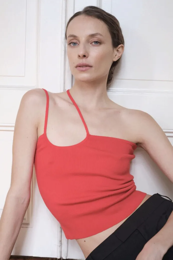 Del Villar - Straps Knit Top - Red