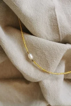 Fi Jewellery - Gold Pearl Choker - White Pearl