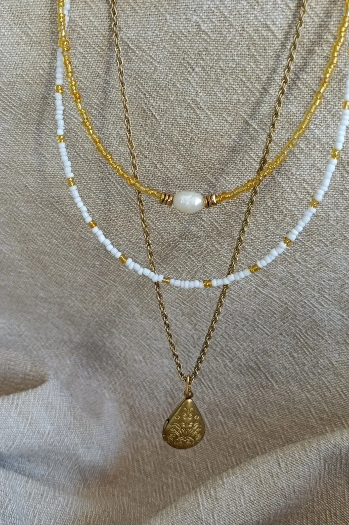Fi Jewellery - Gold Pearl Choker - White Pearl