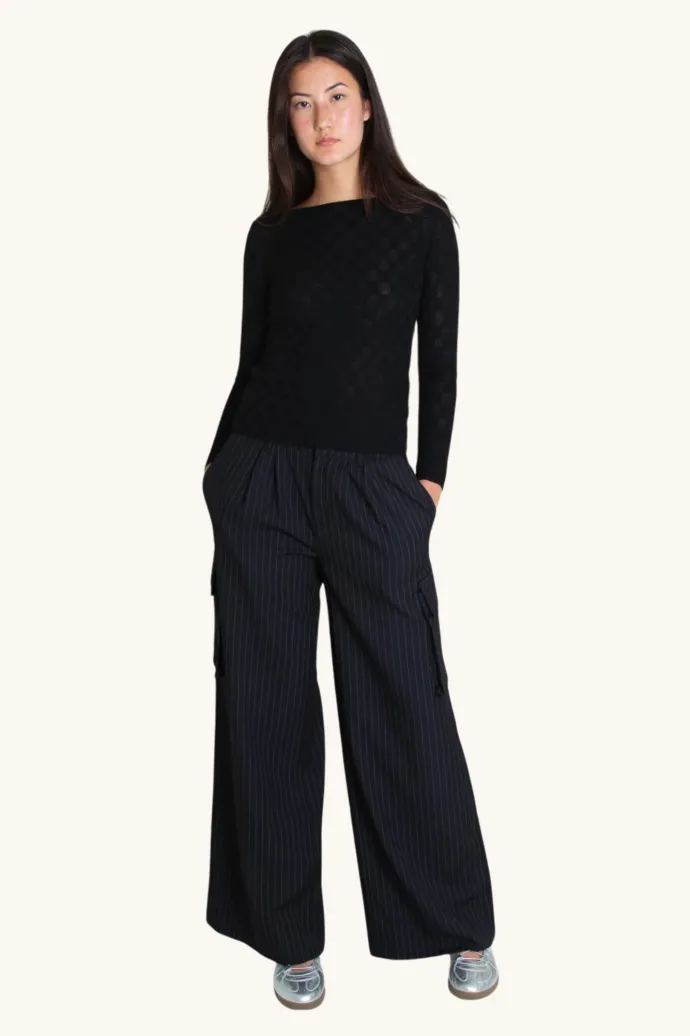 Find Me Now - Archie Pant - Black Pinstripe