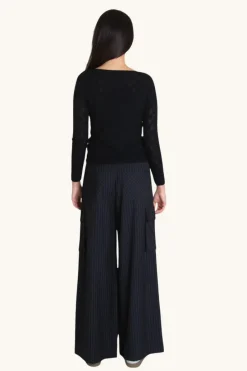 Find Me Now - Archie Pant - Black Pinstripe