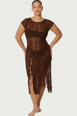 Find Me Now - Mariposa Lace Midi Dress - Brown
