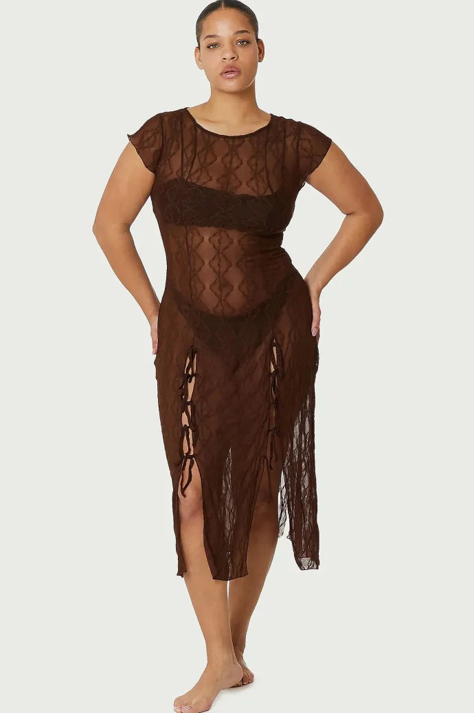 Find Me Now - Mariposa Lace Midi Dress - Brown