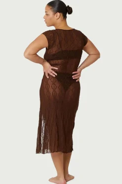 Find Me Now - Mariposa Lace Midi Dress - Brown