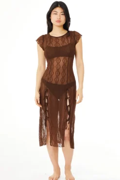 Find Me Now - Mariposa Lace Midi Dress - Brown