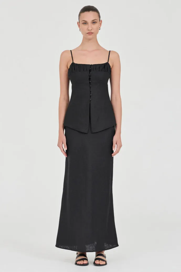 Friend Of Audrey - Lydia Linen Singlet Top - Black