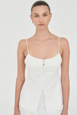 Friend Of Audrey - Lydia Linen Singlet Top - White