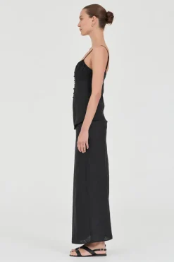 Friend Of Audrey - Lydia Linen Singlet Top - Black