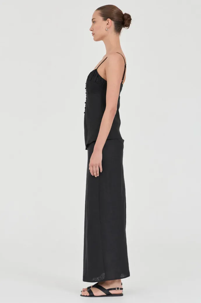 Friend Of Audrey - Lydia Linen Singlet Top - Black