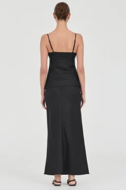 Friend Of Audrey - Lydia Linen Singlet Top - Black