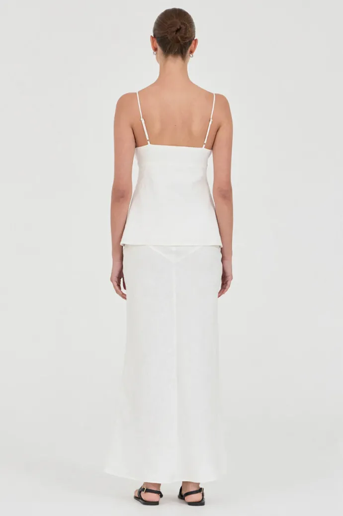Friend Of Audrey - Lydia Linen Singlet Top - White