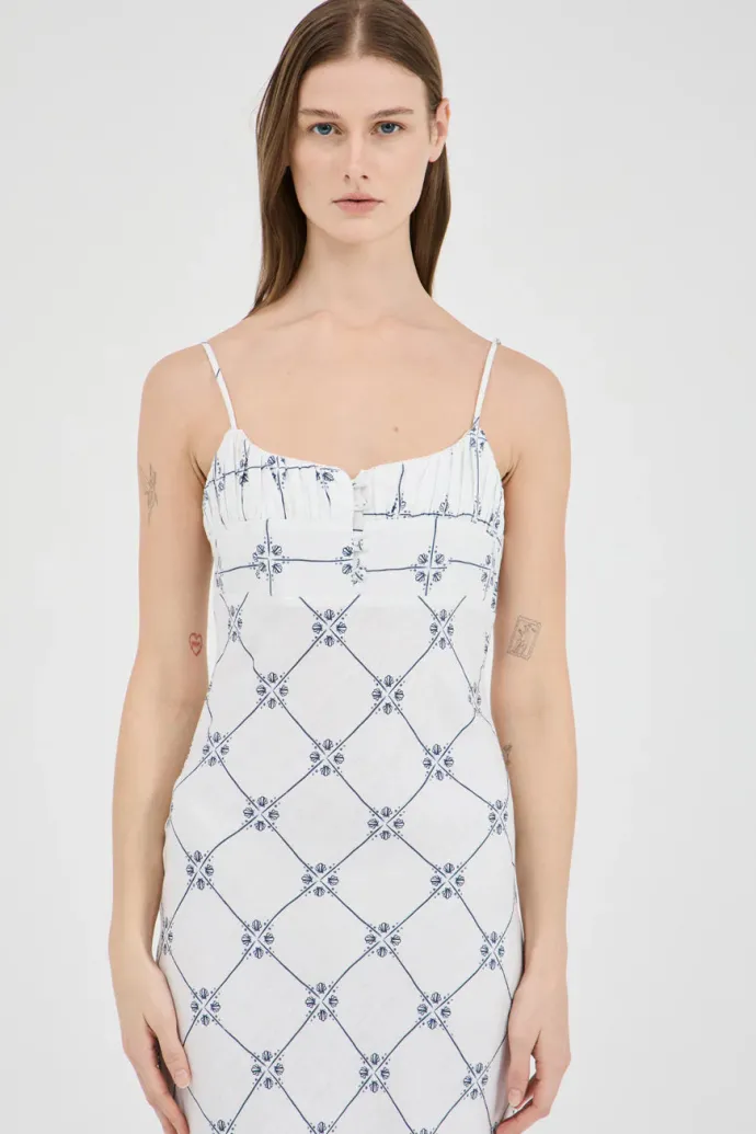Friend Of Audrey - Seashell Linen Singlet Dress - Seashell