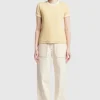 Kloke - Veil Rib Tee - Butter w Ecru Bind
