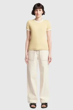 Kloke - Veil Rib Tee - Butter w Ecru Bind