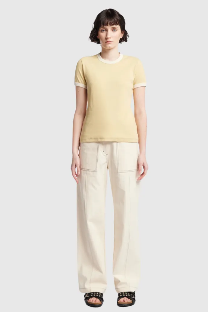 Kloke - Veil Rib Tee - Butter w Ecru Bind