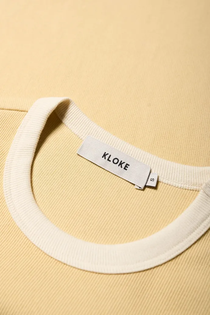 Kloke - Veil Rib Tee - Butter w Ecru Bind