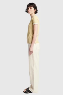 Kloke - Veil Rib Tee - Butter w Ecru Bind