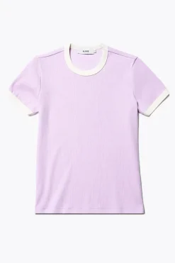 Kloke - Veil Rib Tee - Lilac w Ecru Bind