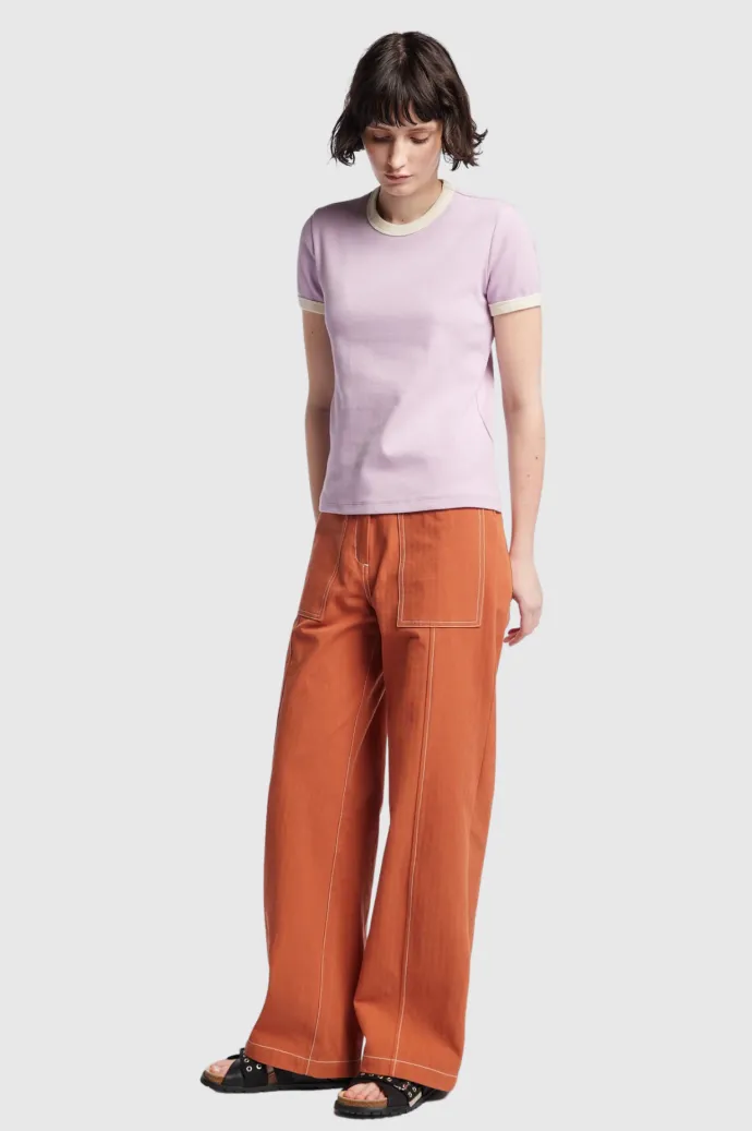 Kloke - Veil Rib Tee - Lilac w Ecru Bind