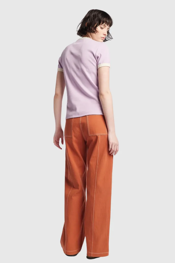 Kloke - Veil Rib Tee - Lilac w Ecru Bind