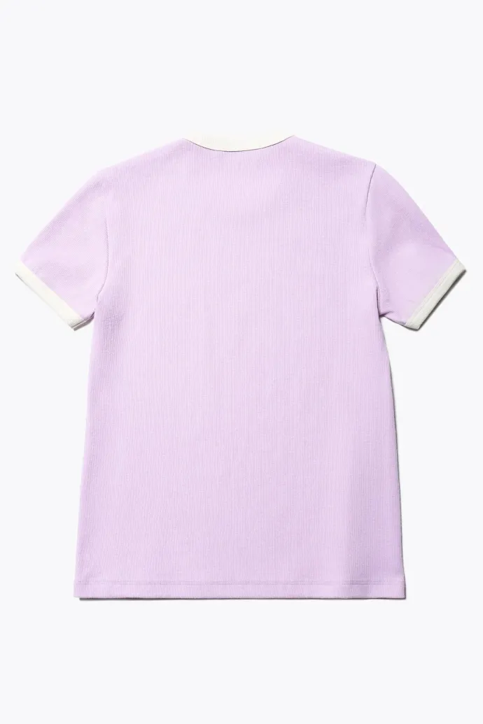 Kloke - Veil Rib Tee - Lilac w Ecru Bind
