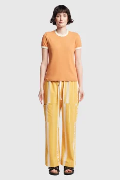 Kloke - Veil Rib Tee - Pastel Orange w Ecru Bind