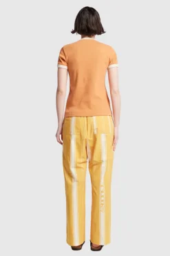 Kloke - Veil Rib Tee - Pastel Orange w Ecru Bind